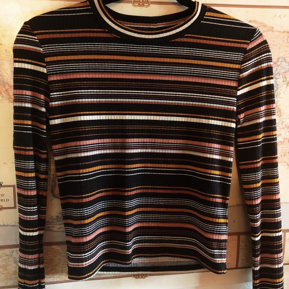 Striped long sleeved crop top